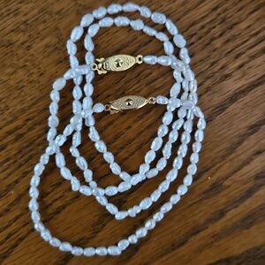 Elegant Fresh Water Pearl Necklace and Bracelet Set - Vintage Never Worn